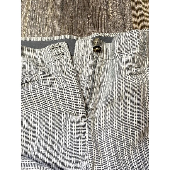 J Jill Women’s Linen Stretch Pants Size 10 Blue White Stripe Pull-On Lightweight - Picture 8 of 14